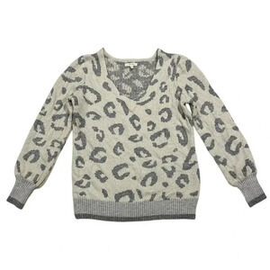 Maurices Leopard Print Blouson Sleeve Pullover Knit Sweater, Size Medium‎